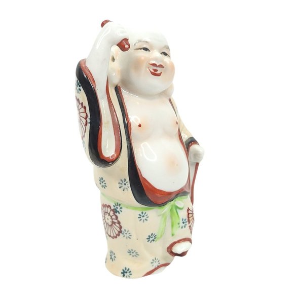 Vintage Laughing Happy Buddha Porcelain 5 Inch Figurine Chinese Asian Oriental - Picture 2 of 11